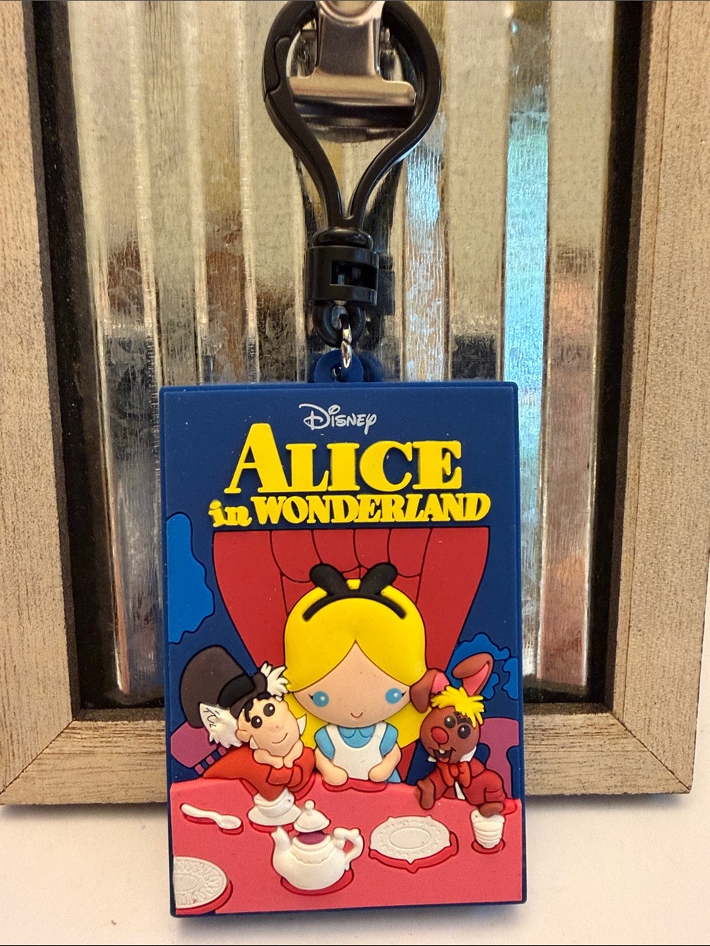 Disney Alice in Wonderland Blue and Yellow Rubber Keychain